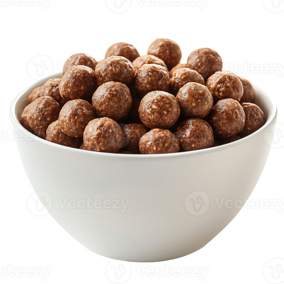 A bowl filled with delicious chocolate energy balls. png