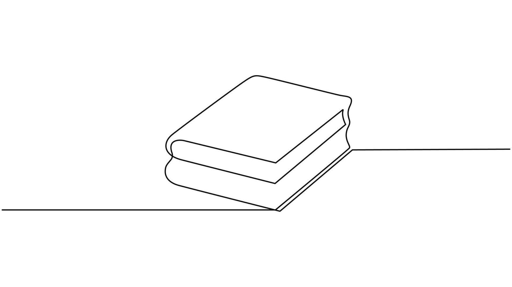 continuous One line drawing of a stack of books resting on a surface. vector
