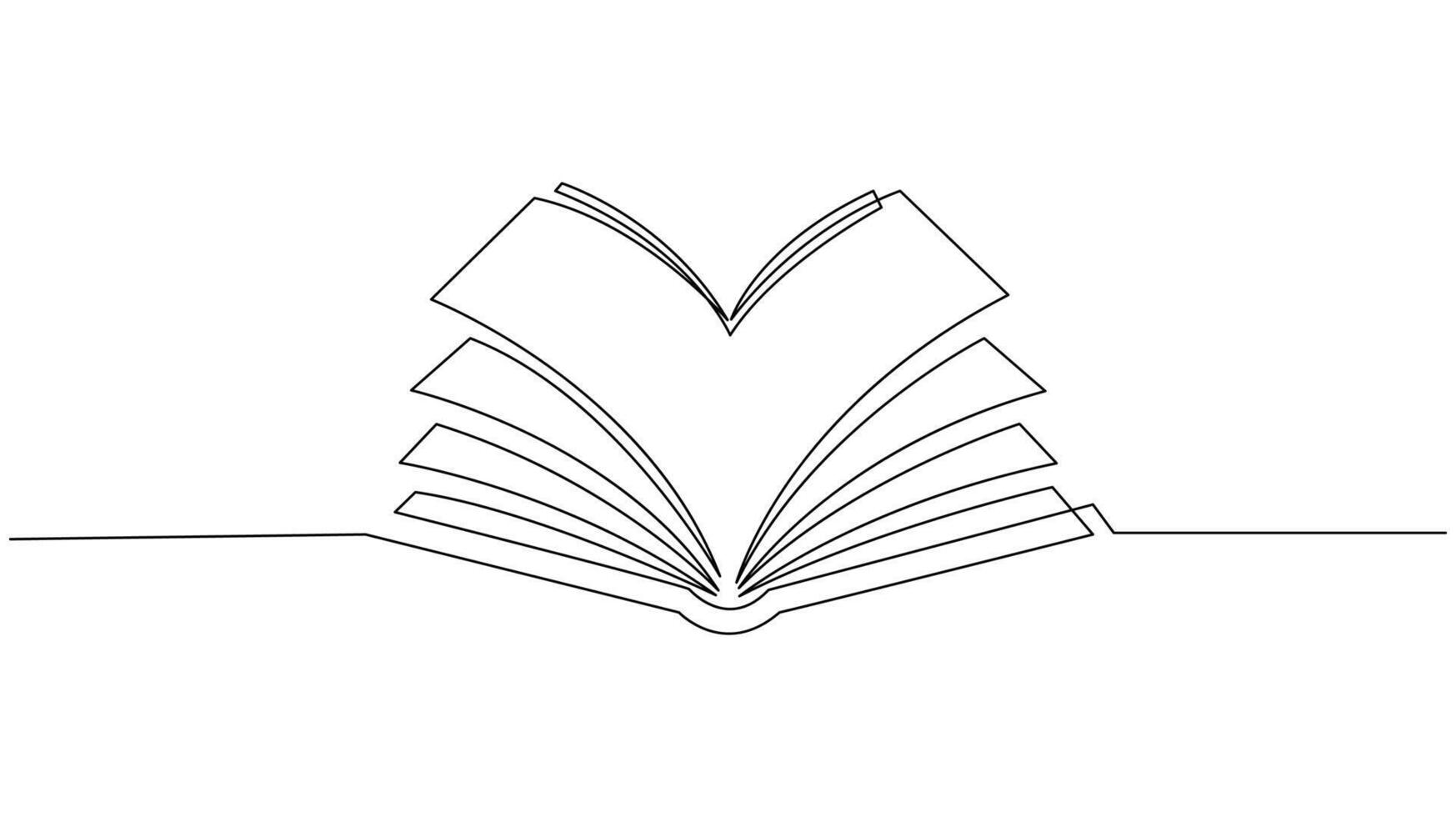 continuous One Line drawing of an open book. vector