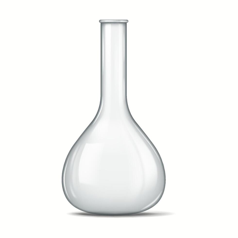 Highly detailed illustration of a laboratory glass flask with a rounded base and narrow neck. Perfect for scientific and educational designs. vector