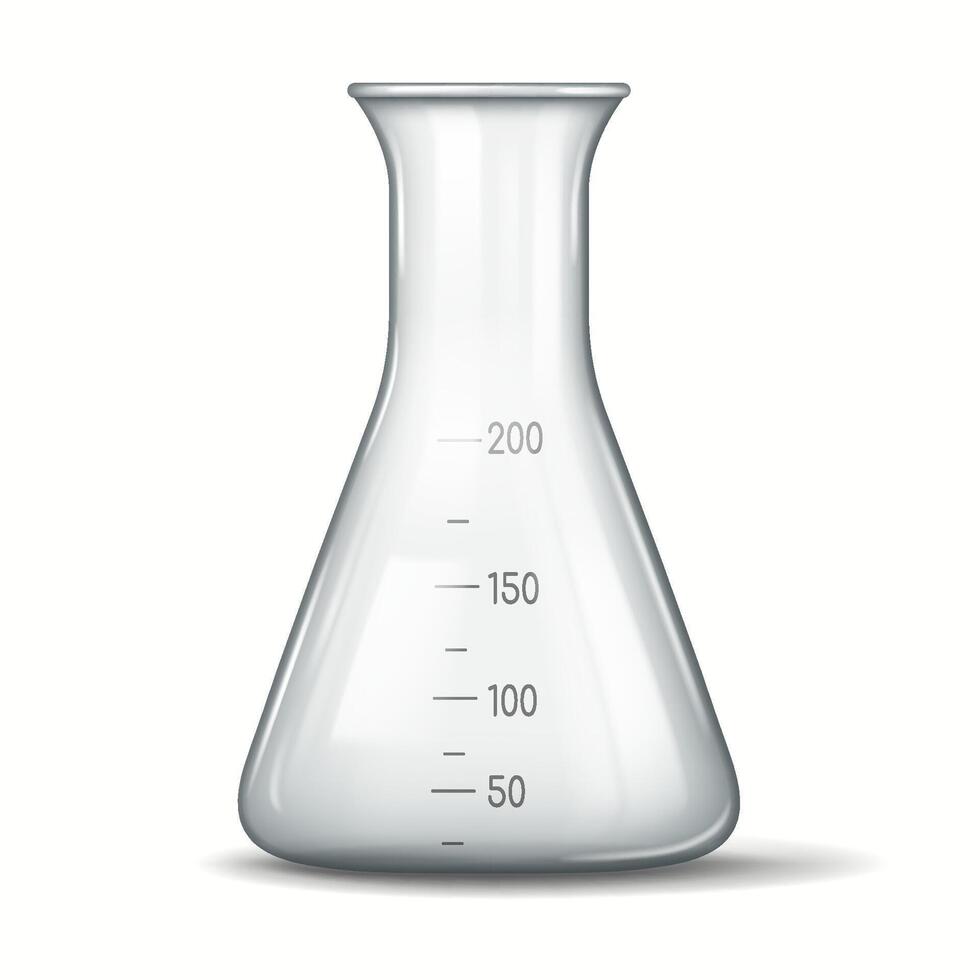 High-quality image of a laboratory flask with measurement markings. Ideal for educational, scientific, and laboratory-themed projects. vector