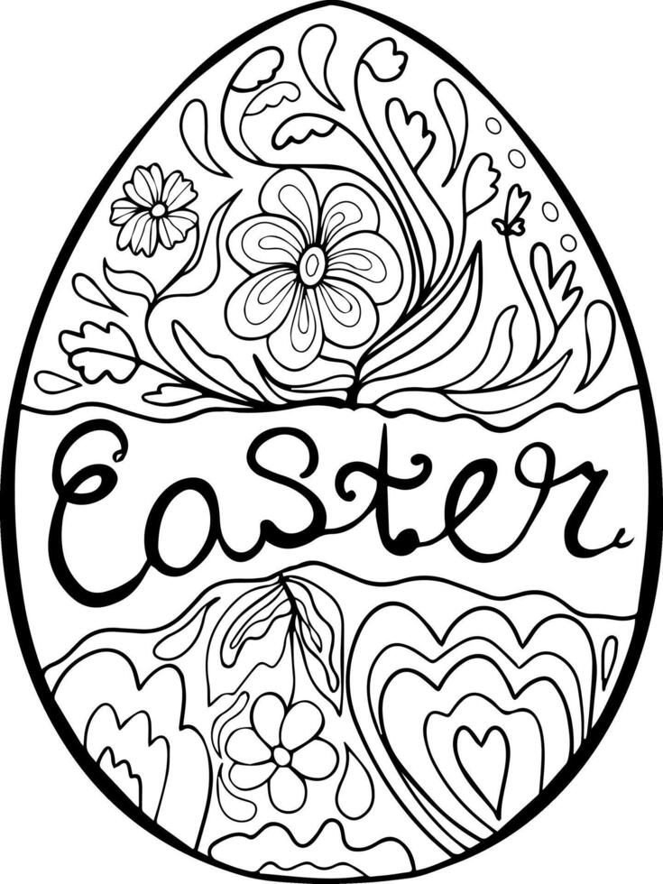Easter egg doodle style. Happy easter hand drawn isolated on white background. illustration. vector