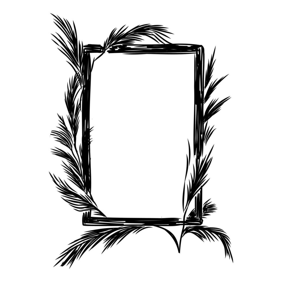 frame with twigs sketch vector
