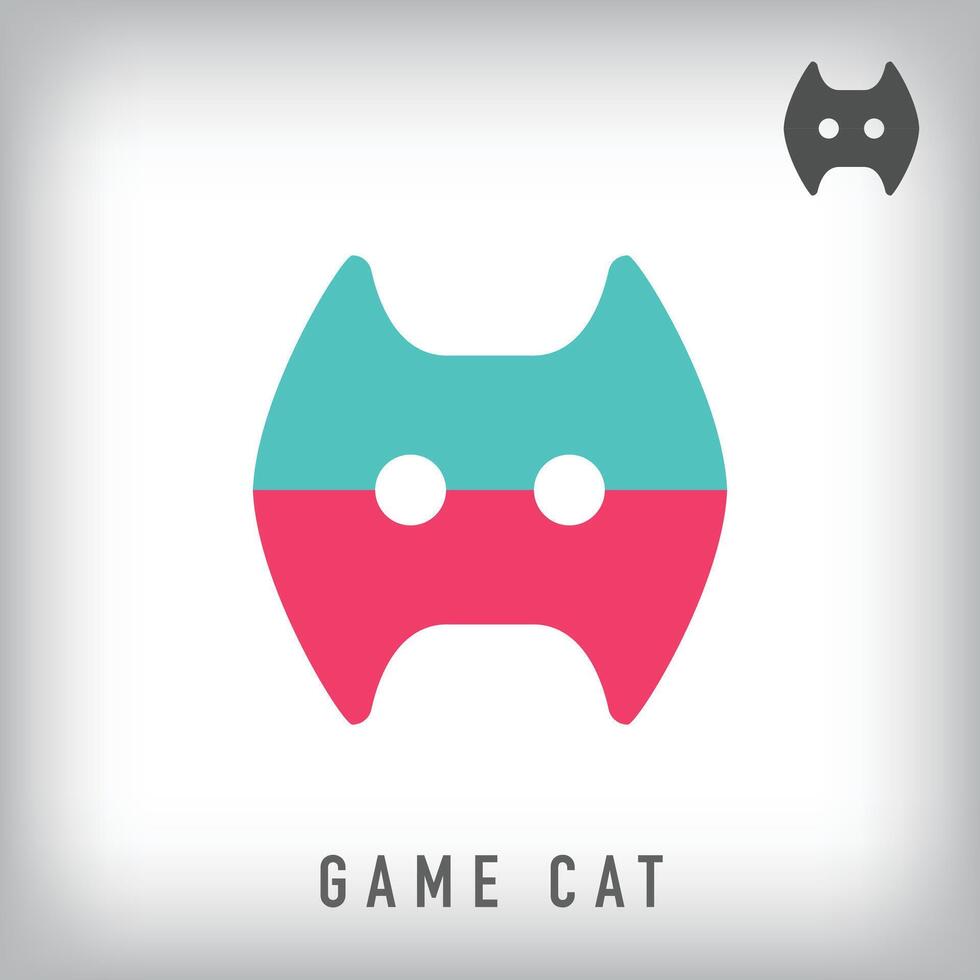 Cat game face icon design. Unique technology design. Game company design. vector