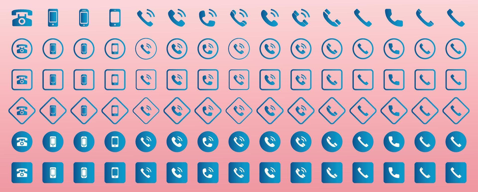 Phone icon set. Call sign. Contact icon. Set of call, phone, list, chat icons. Flat illustration of Phone icons. Telephone call Icon Illustration. Communication sign vector