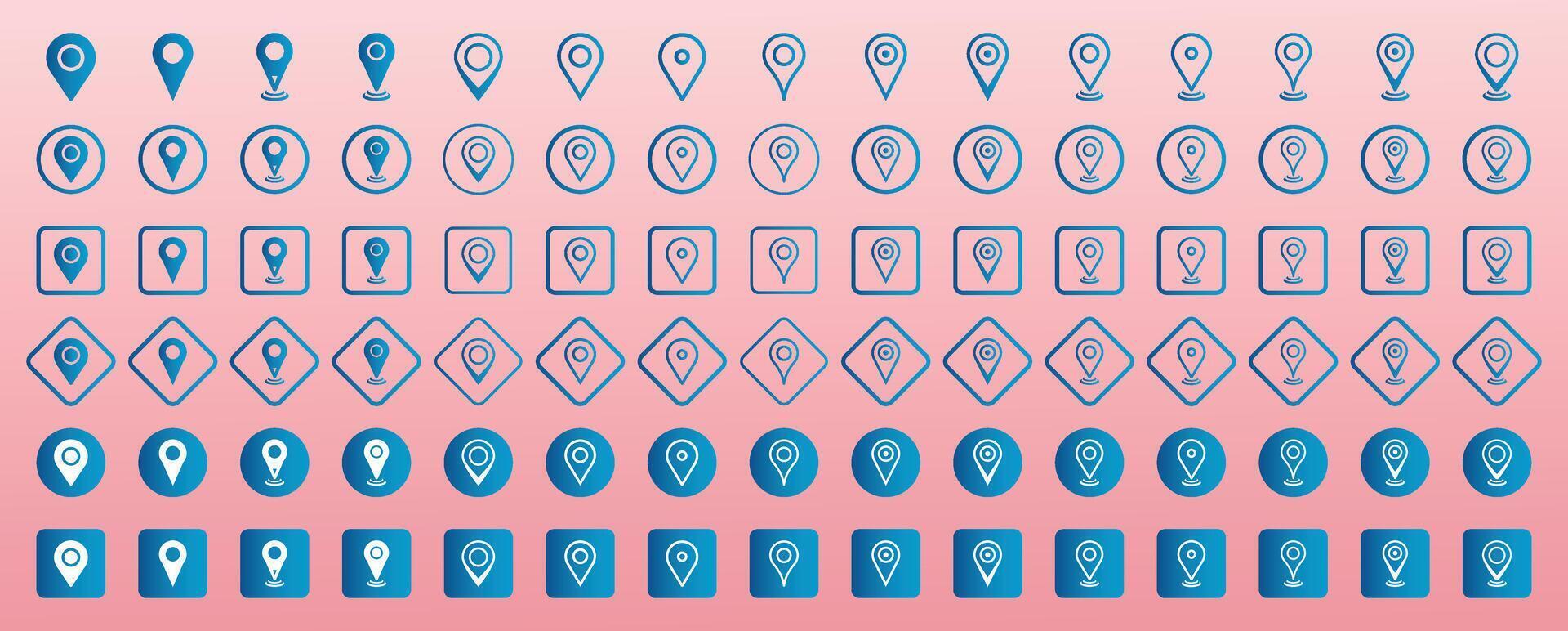 Set of location pin icons. Location icon. Map marker pointer icon set. Location pin place marker. Modern map markers. Simple map pin. Location pointer symbol. Illustration vector