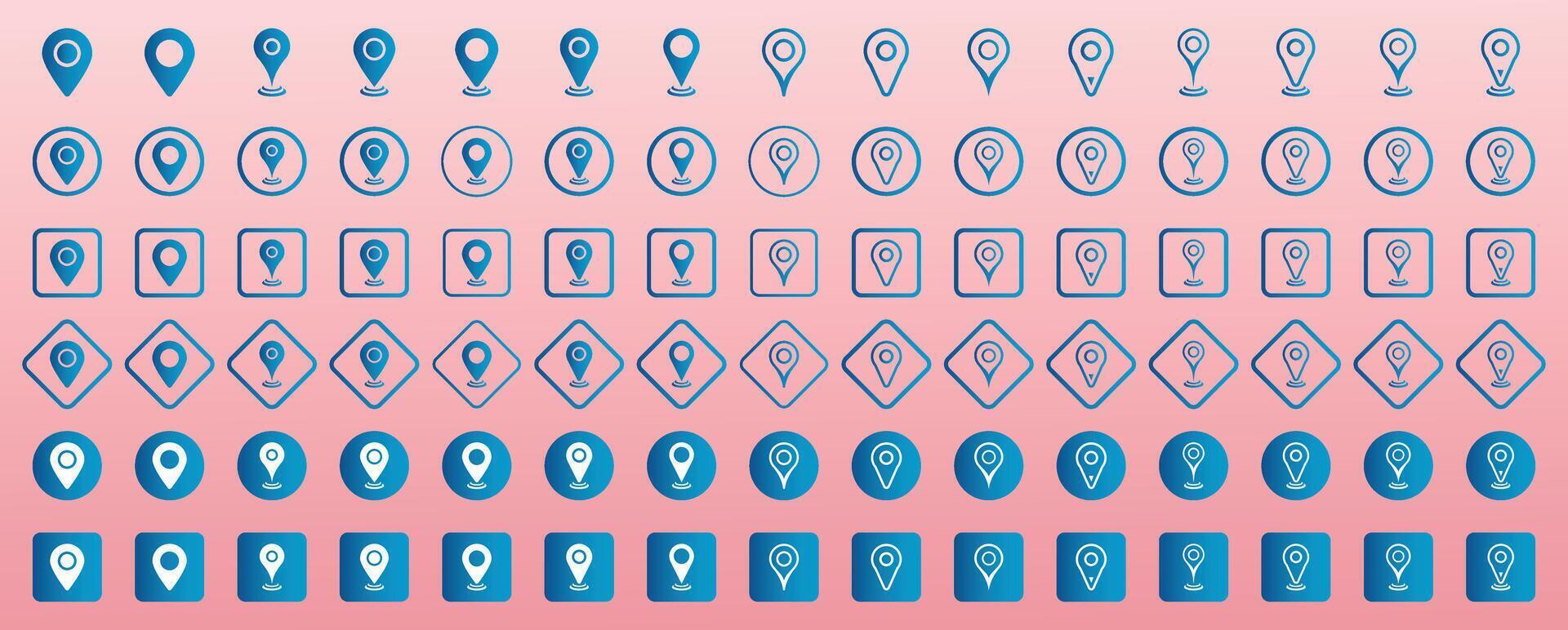 Location map pin icons set. Pinpoint. Modern map marker collection. Map pin place marker. Location pin icon. Map marker pointer icon. Location marker. GPS location symbol. vector