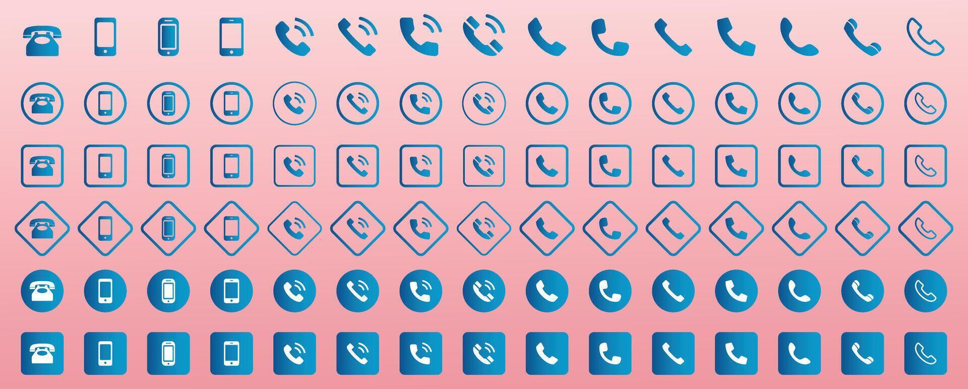 Telephone icon set. Contact us, symbol, sign, logo . Phone icon set, , silhouette. Cell phone pictogram communication icon. Illustration of mobile, smartphone, land phone. vector