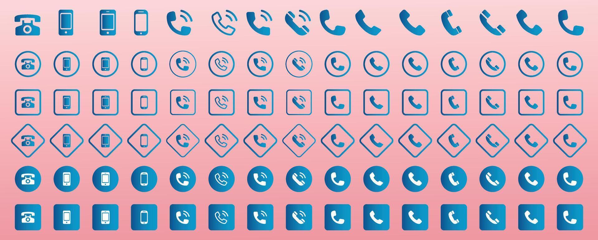 Phone icon . Set of flat Phone and mobile phone symbol collection. Phone call icon. Telephone icon symbol. Contact icon. Set of call, phone, list, chat icons. Illustration vector