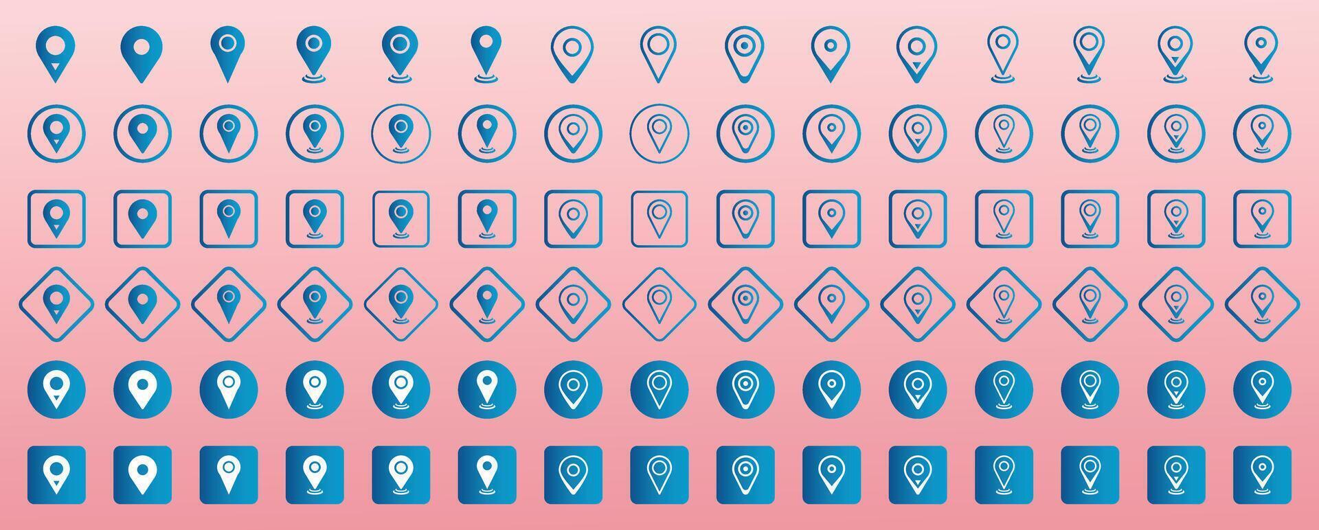 Pin location icons, pointer symbol locator icon, map address location markers, gps point symbol, marker pin navigation, Set of location pin icons. location icon line art design. Illustration vector