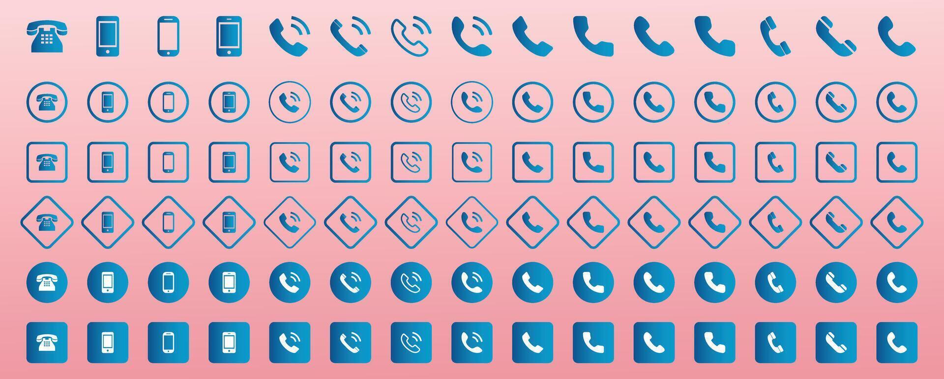 Phone call icon set, Telephone call sign, Contact us. Ringing phone simple icon set. Smartphone ringing. Phone sign. Mobile Phone Icon Pack, Illustration vector