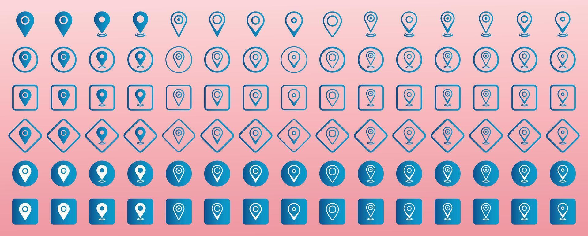 Set of Location Icon. Map pin icon. location pin place marker. Map marker pointer icon set. Location icons. GPS location symbol collection. Modern map markers. Illustration vector