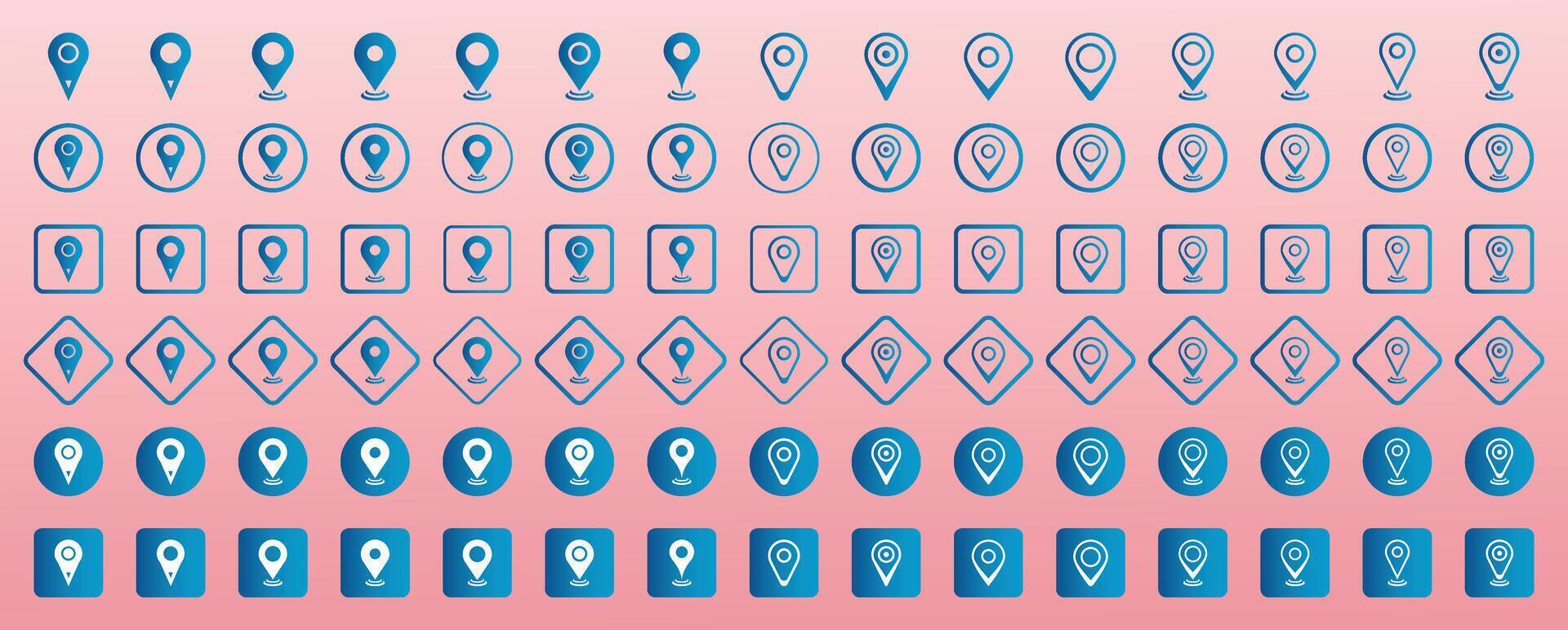 PrintSet of location icon. Fill and line location icon set. Location icon illustration, Map pin. gps. Place marker. GPS location symbol collection. Set of map pin location icons. Modern map markers. vector