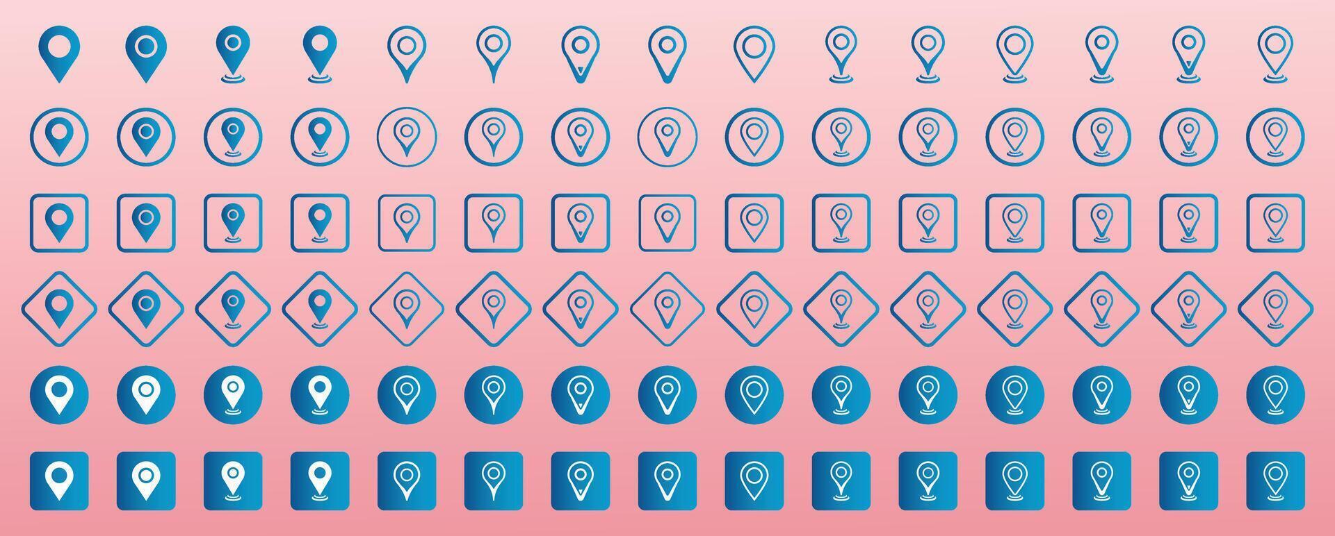 Set of Location pin icons. Location mark icons. Modern map markers. Destination Symbol. Map Marker Illustration. Pointer Logo. maps and location line icon. Lllustration vector