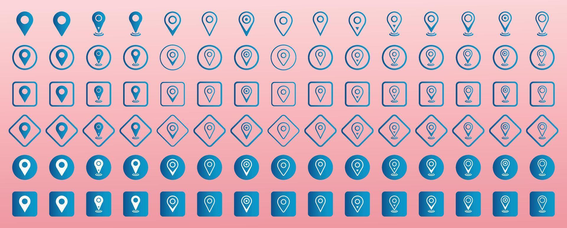 Set of map pin location icons. Modern map markers. Simplified icons of location. Fill and line location icon set. Pointer symbol. Search map icon. Location pin icon Set. Location icon illustration vector