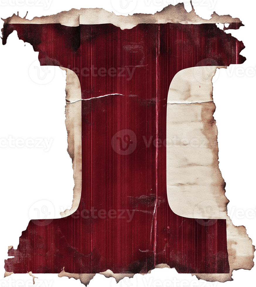 The letter i is made of red and white paper png