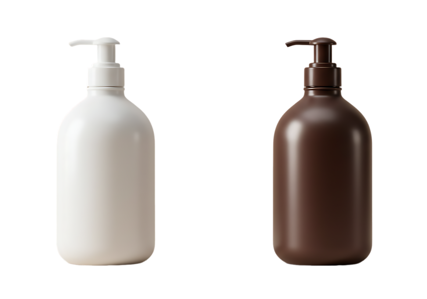 Two bottles of soap and lotion on a transparent background png
