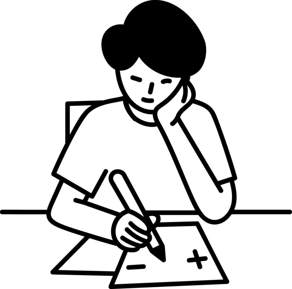 Sad student icon in doodle style vector