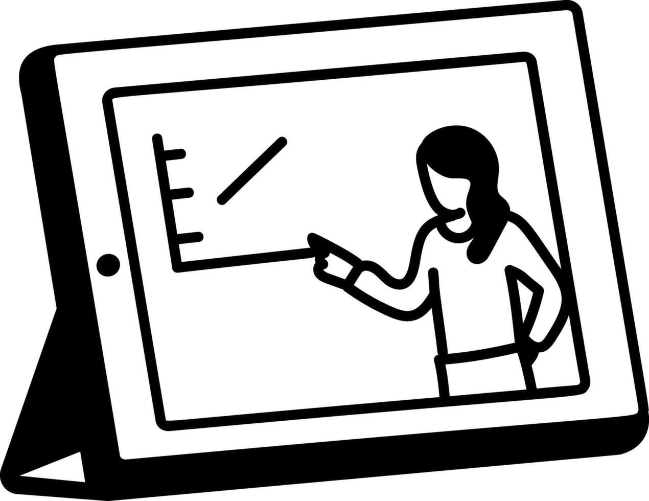 Online teaching icon in doodle style vector