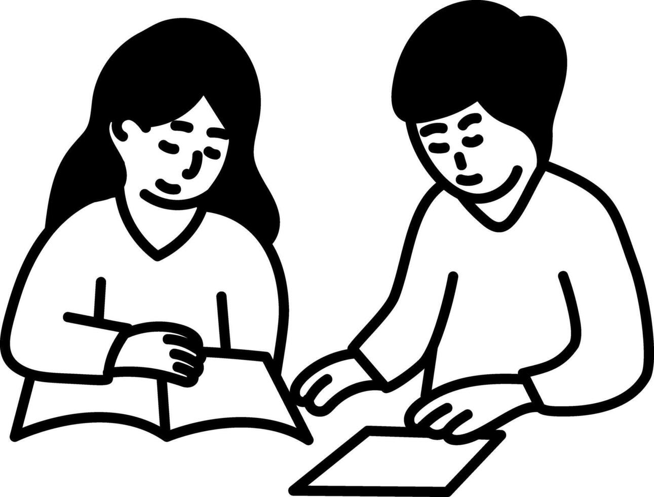 A hand drawn icon of studying kids vector
