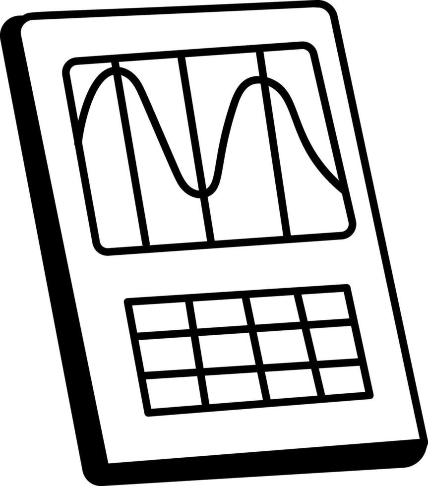 Graphing calculator icon in hand drawn style vector