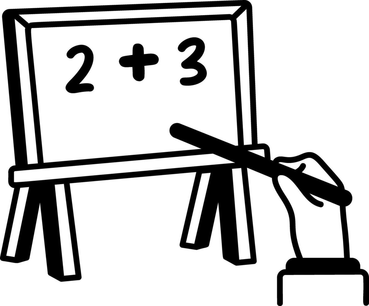 Solving math sum, doodle style icon vector