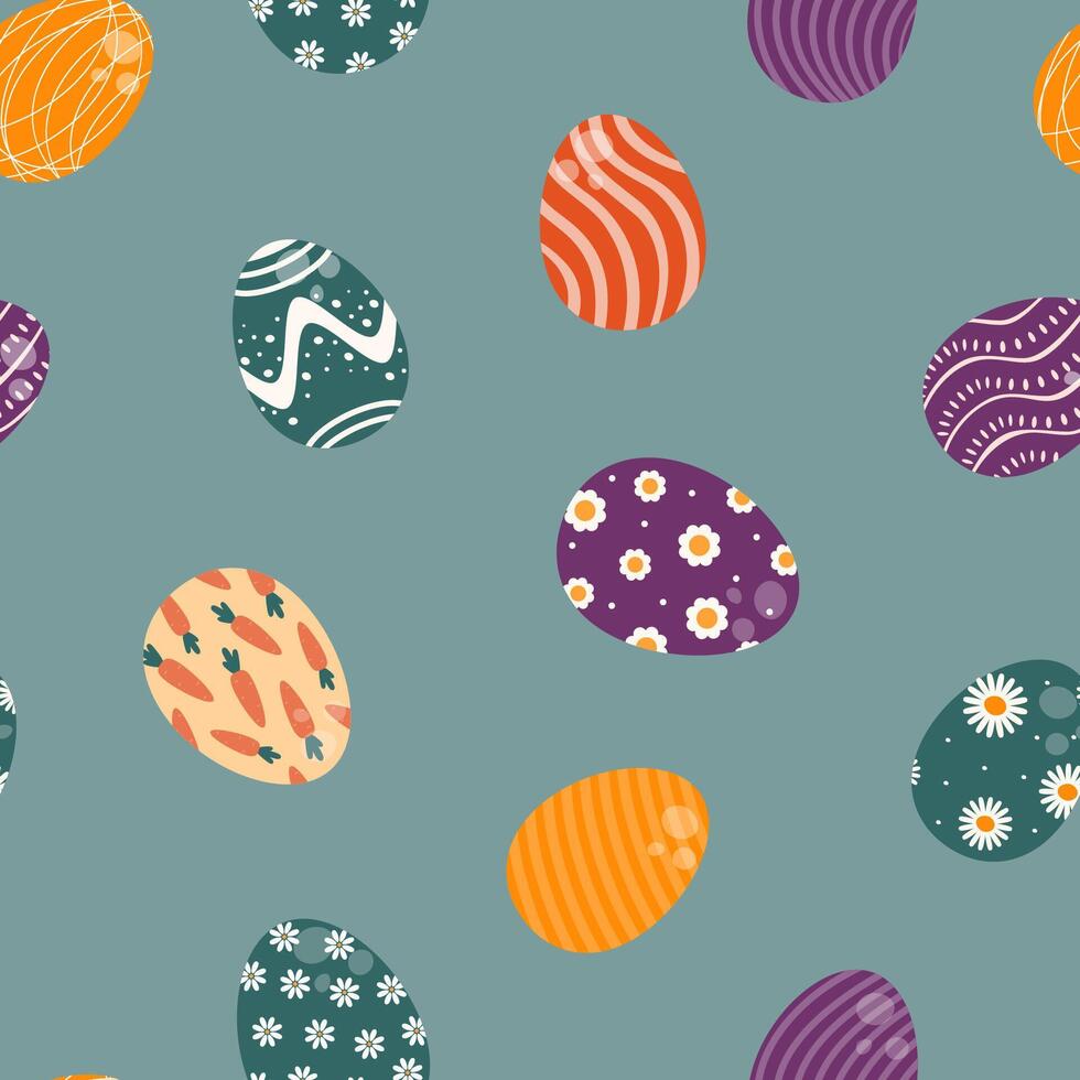 Seamless pattern with colorful Easter eggs. vector