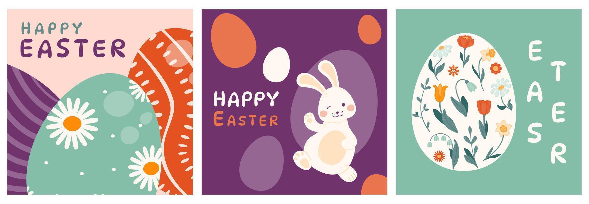 Set of Easter greeting cards. vector