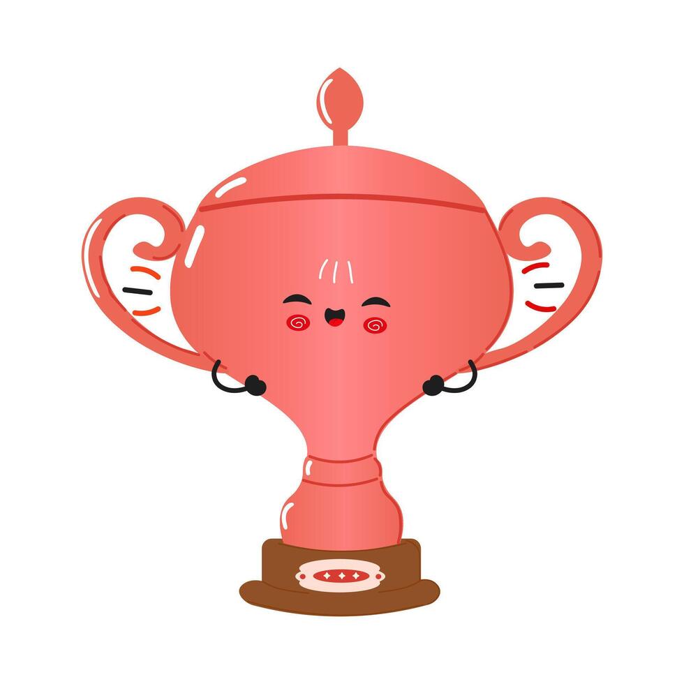 Silver trophy cup. hand drawn cartoon kawaii character illustration icon. Isolated on white background. Silver trophy cup character concept vector