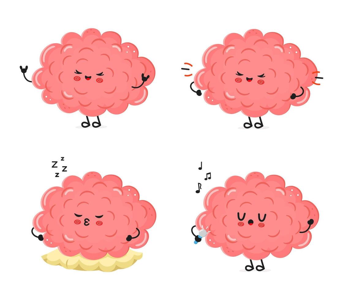Funny Brain characters bundle set vector