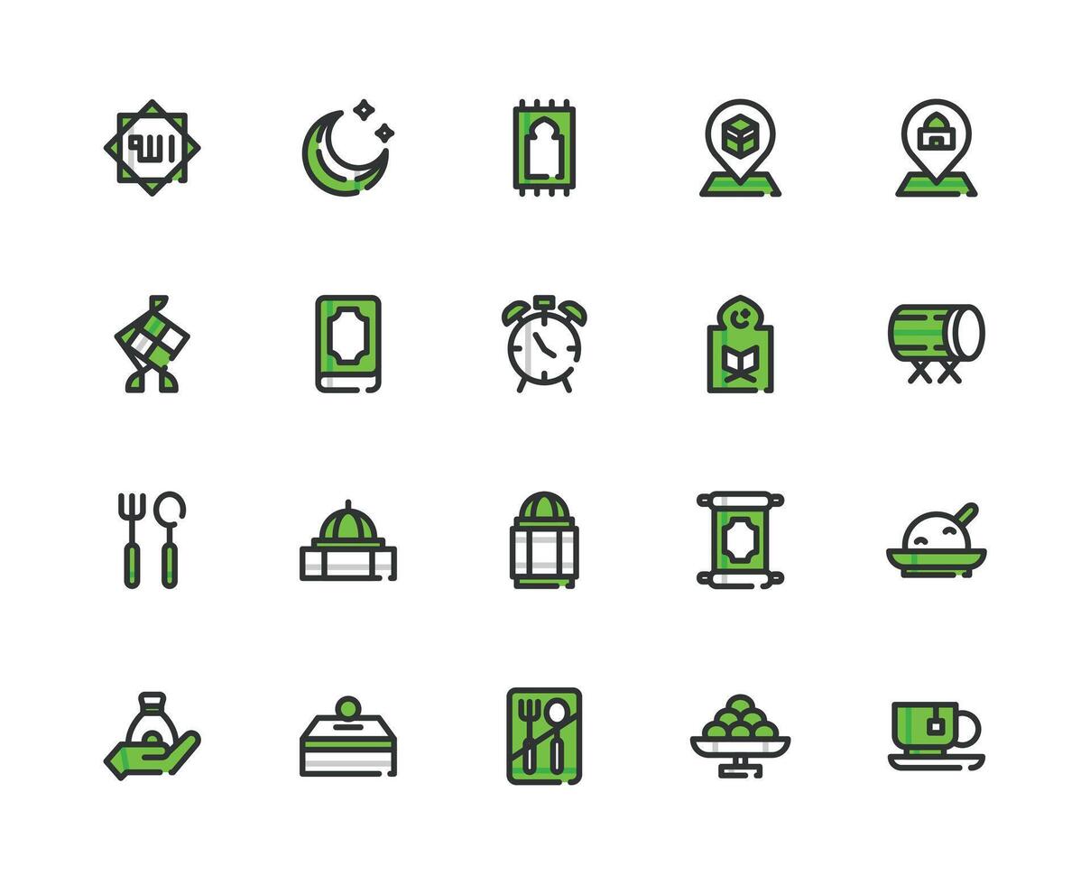 Ramadan Mubarak Theme with Colored Icon Style. vector