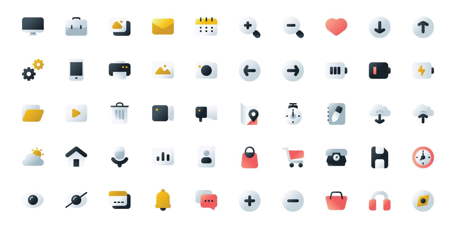 Basic User Interface Icon Theme in Gradient Style. 56788470 Vector Art ...