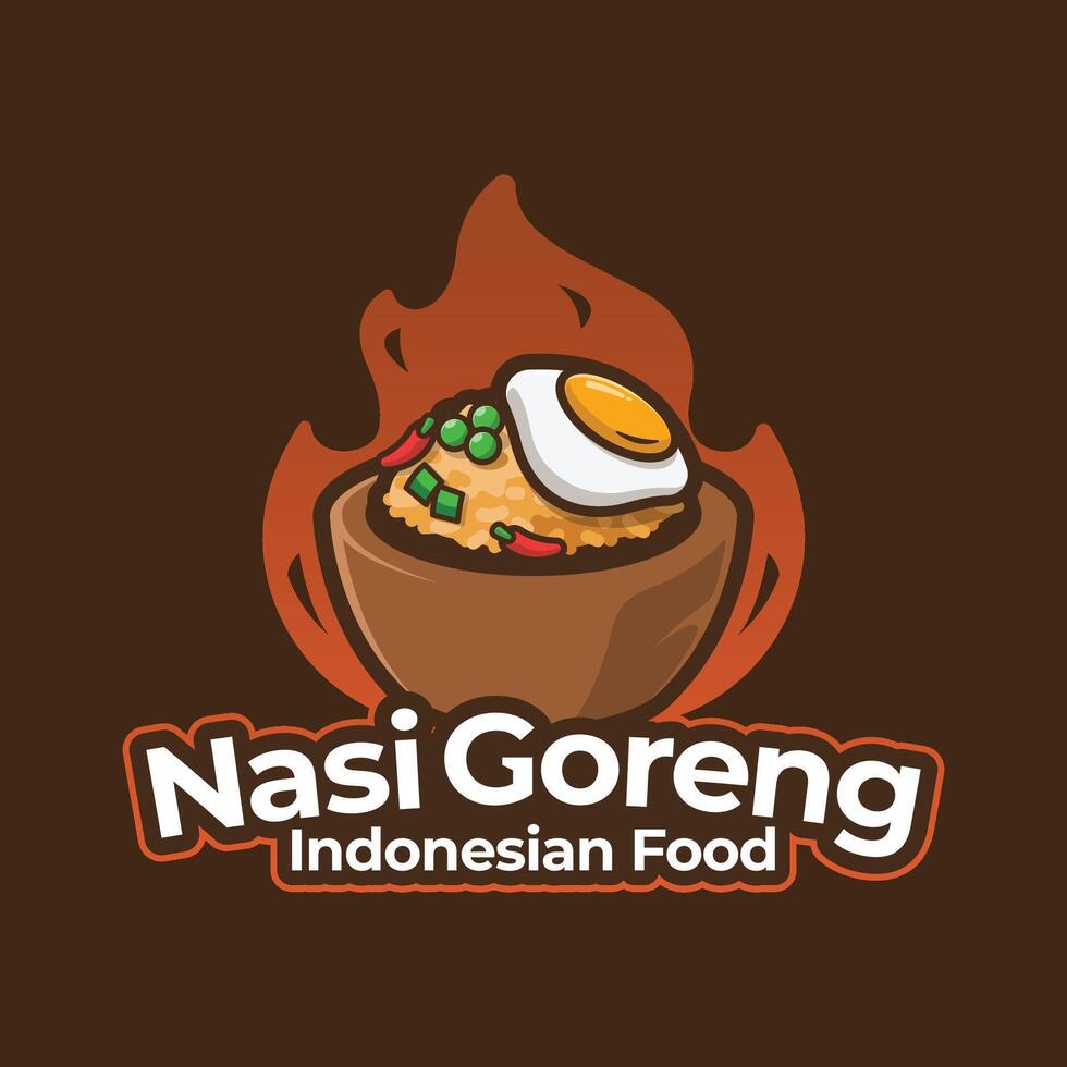 Fried Rice Logo Template for Indonesian Restaurant vector