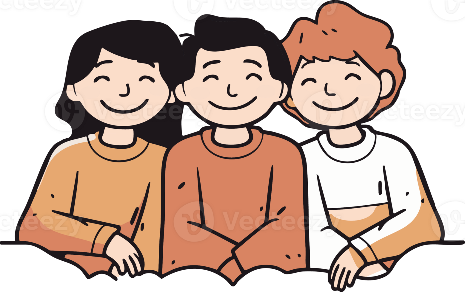 Happy Friends Group Illustration Cartoon Style png
