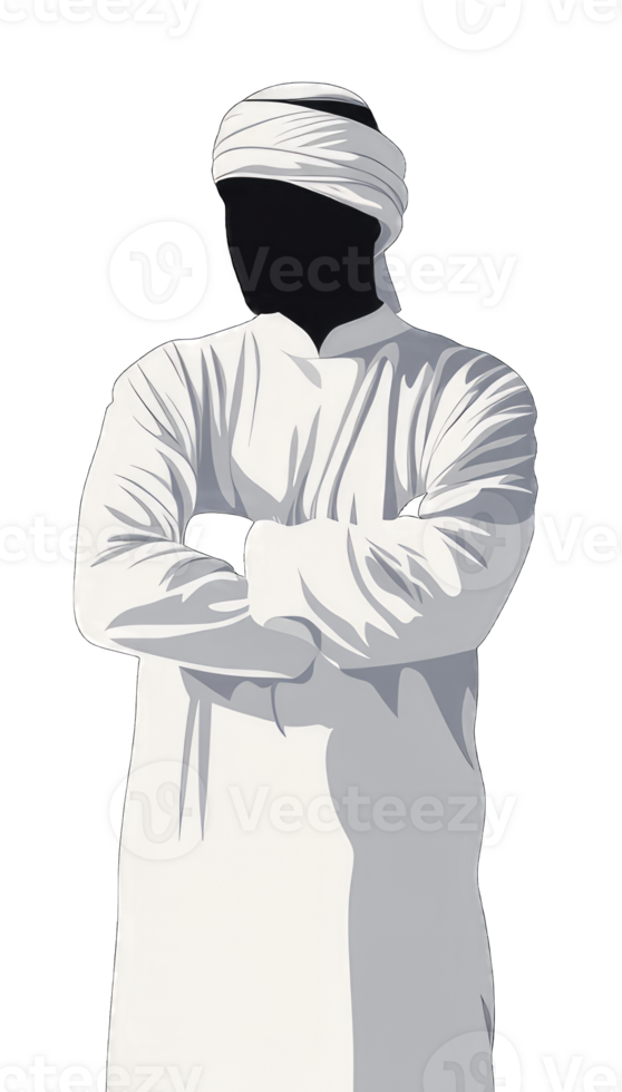 Arab Man in Traditional White Thobe Minimalist Illustration png