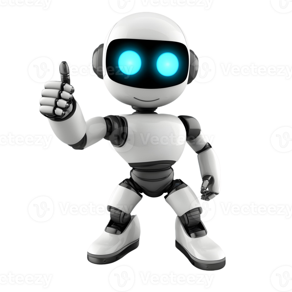 Friendly Humanoid Robot with a Thumbs Up Gesture png