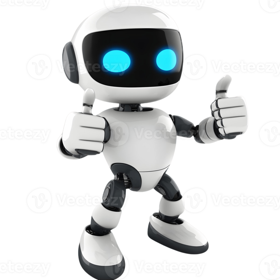 Cute Humanoid Robot Giving a Positive Thumbs Up png