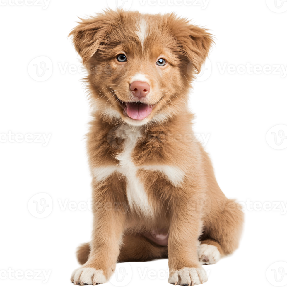 Adorable Puppy with Soft Fluffy Fur in Reddish Brown and White png