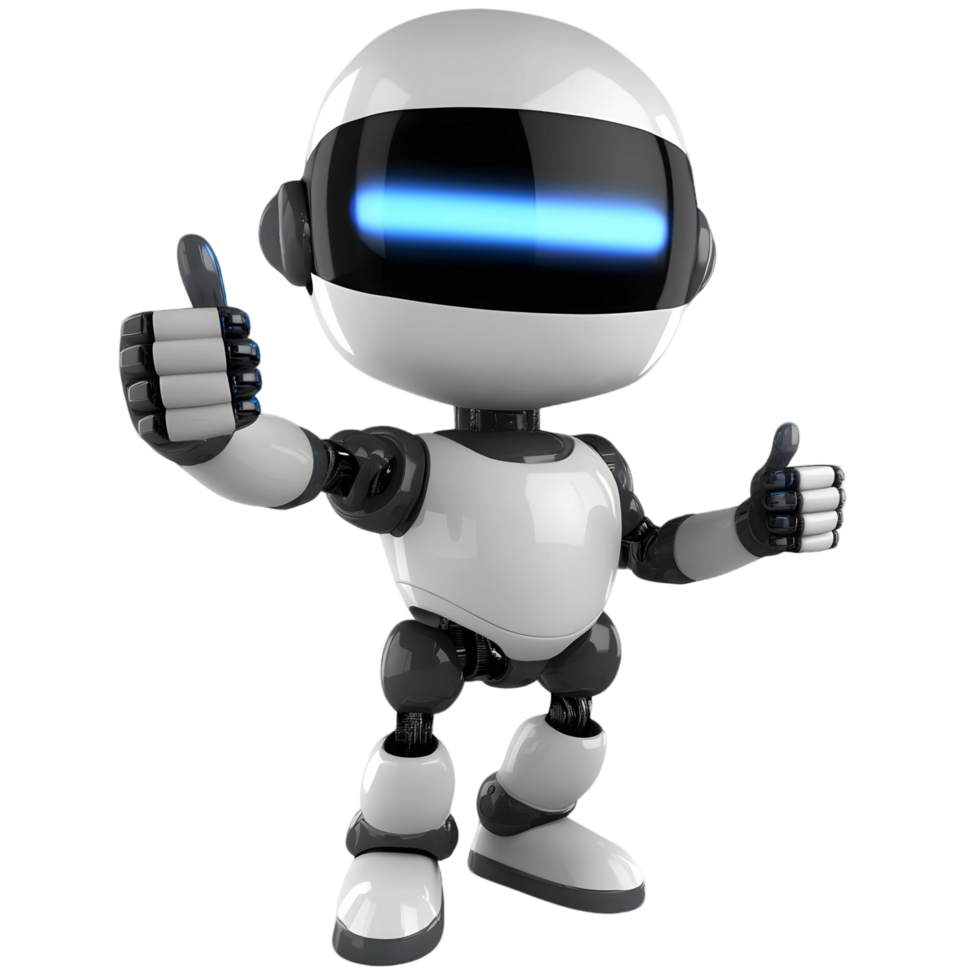 Charming Humanoid Robot with Thumbs Up in a Friendly Pose png