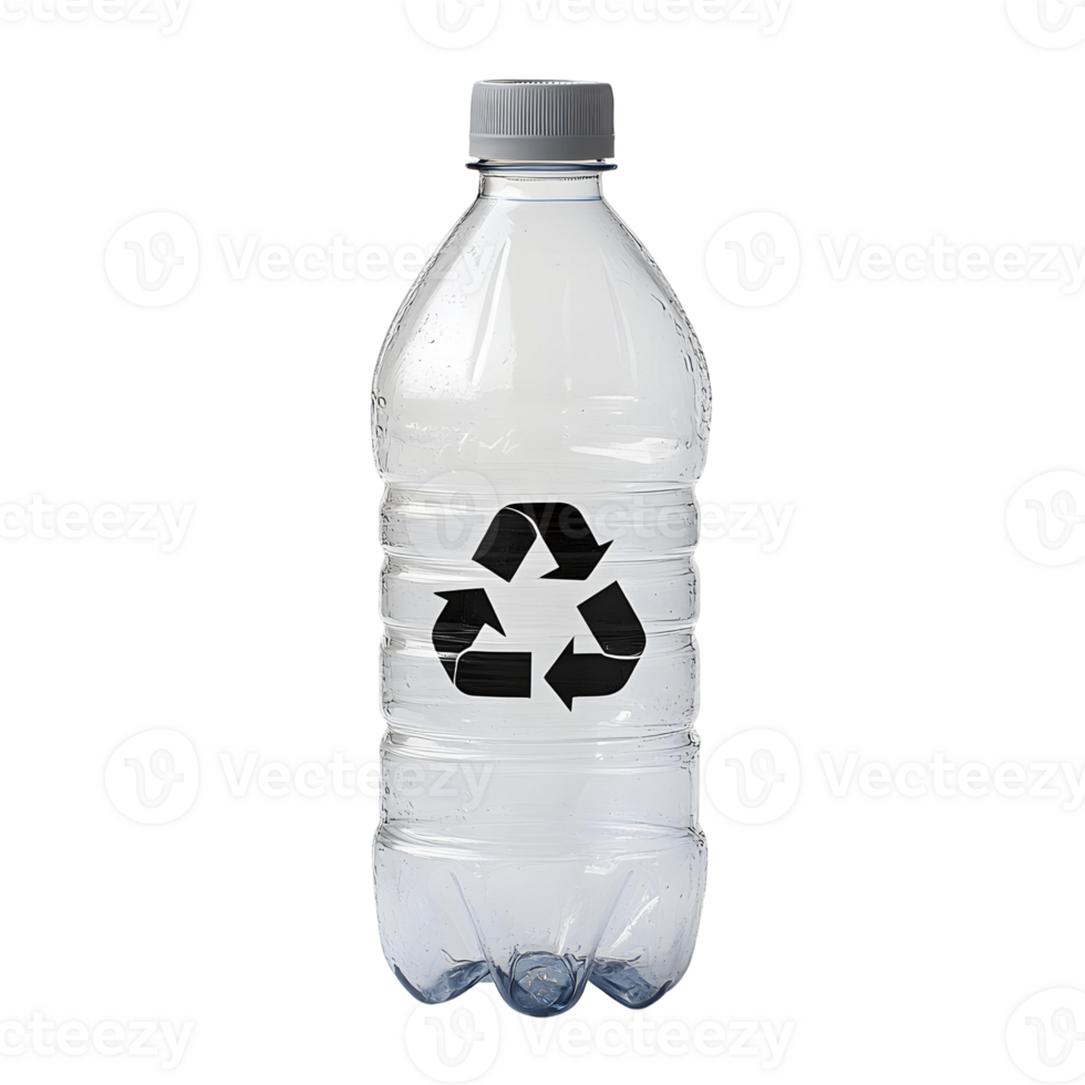 Recycle Symbol Displayed on a Clear Plastic Bottle png