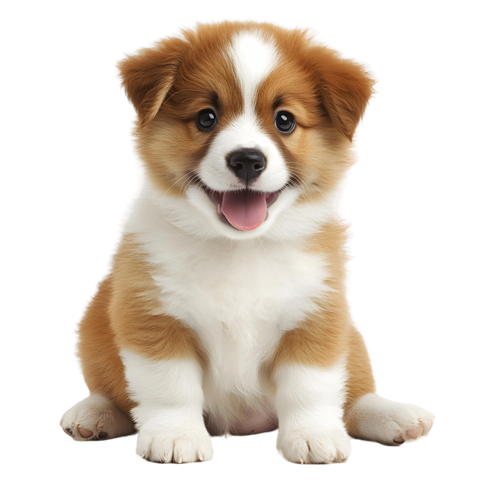 Charming Puppy with a Mix of Reddish Brown and White Fluffy Fur png