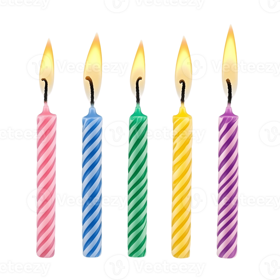 Bright and Colorful Birthday Candles with Dancing Flames png