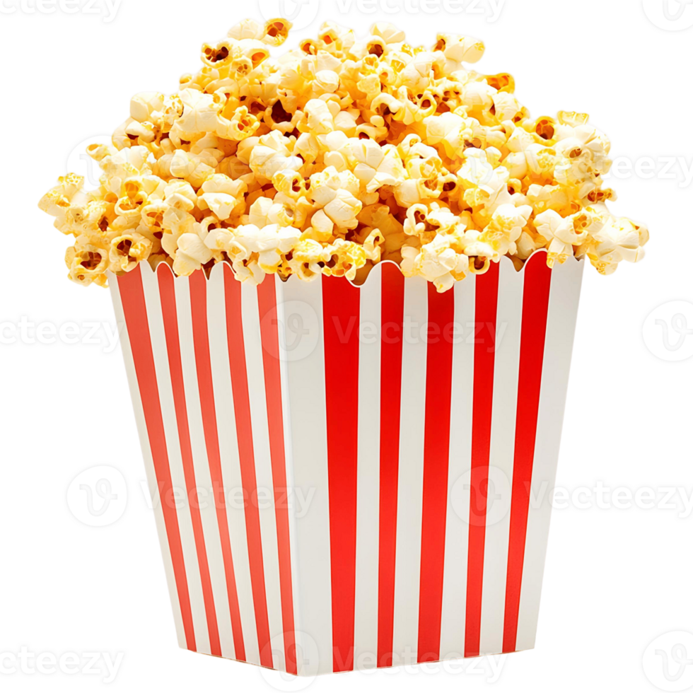 Large Tub of Freshly Popped Popcorn Ready for Movie Night png