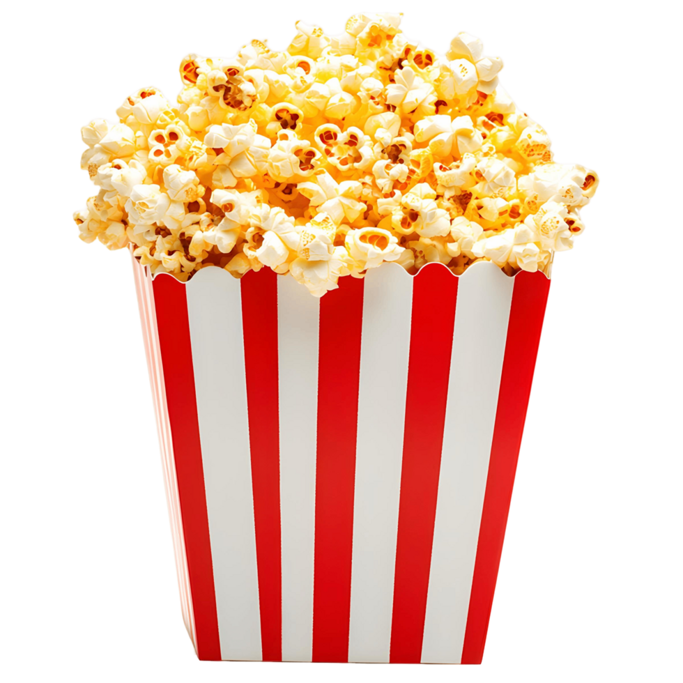 Freshly Popped Popcorn in a Generous Tub for Snacking png