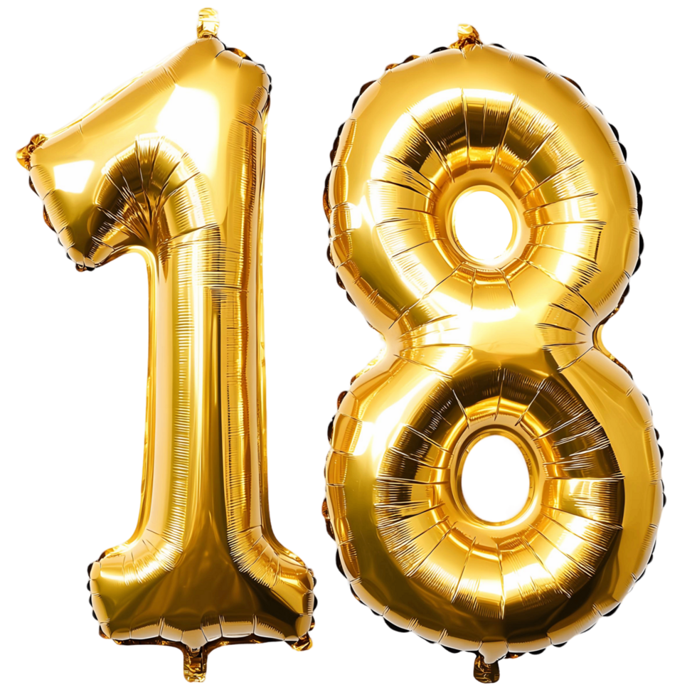 Elegant 18 Shaped Gold Foil Balloons for a Special Celebration png