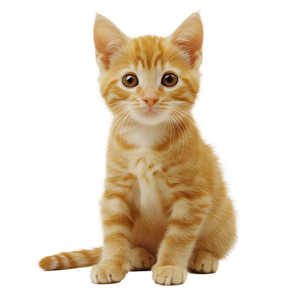 Graceful Orange Tabby Kitten Sitting in a Calm Pose png