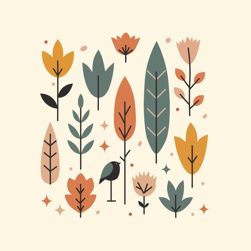 cute and minimalistic illustration in a retro Scandinavian style vector
