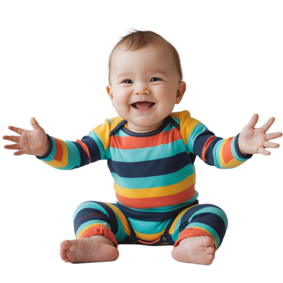 Smiling Infant with Open Arms Ideal for Baby Care Family Advertisements png