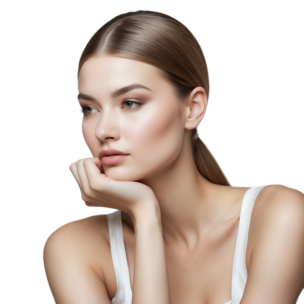Sophisticated Woman with Smooth Skin Luxury Skincare Concept png