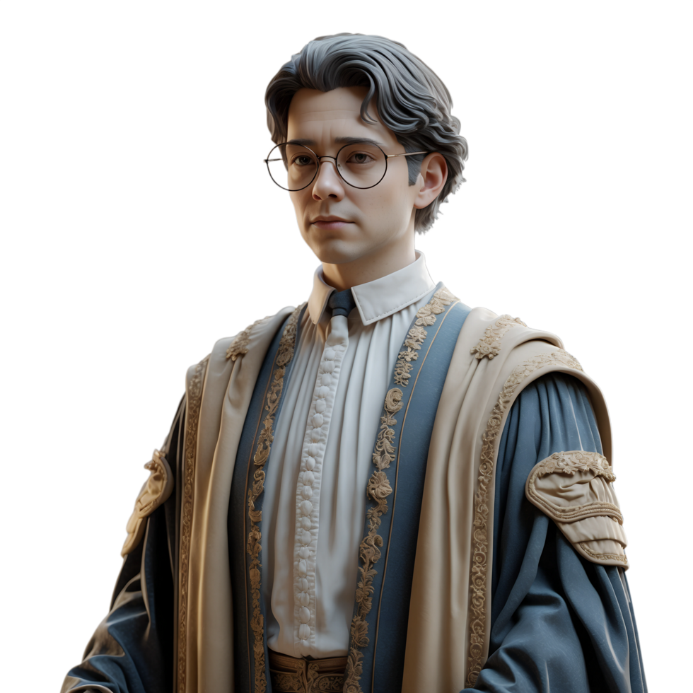 Royal Advisor in Ornate Robes Stunning 3D Render for Medieval Fantasy Themes png